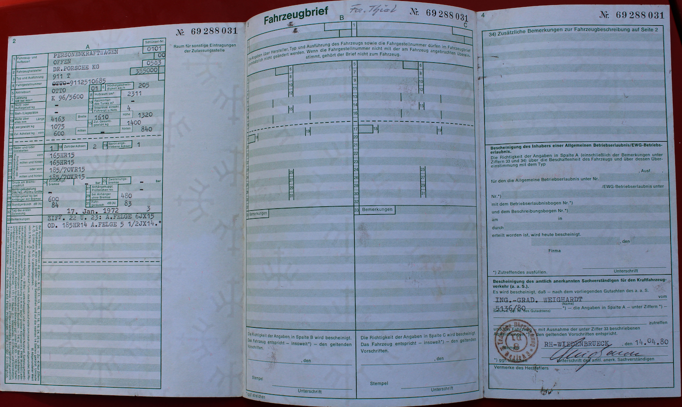 Fahrzeugbrief Innenseite